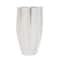 White Ceramic Abstract Ribbed Dimensional Folded Vase with Floral Shaped Rim